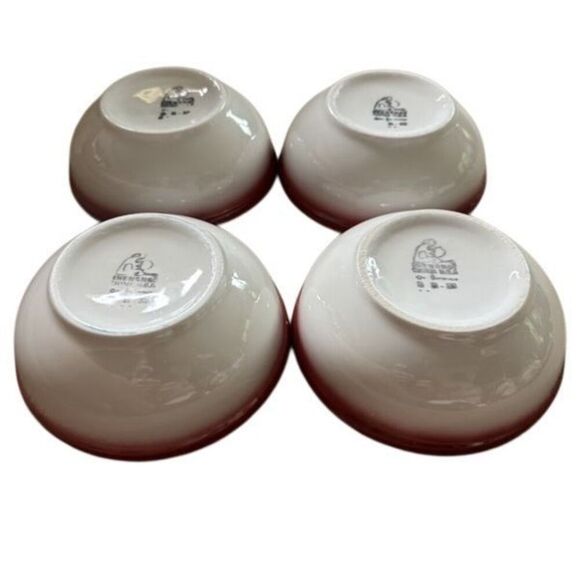 4 Shenango China 5” Red Striped Soup Bowls - Picture 5 of 5